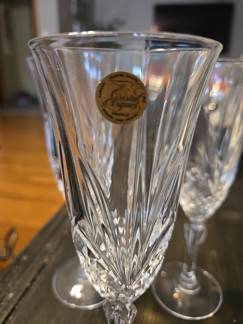 Vintage Cristal d'Arques Crystal Wine Glasses Set of 4 France Cut Glass
